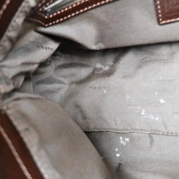 FENDI Logo Zucca Pattern Shoulder Hand Bag Canvas Leather Brown Gold - Picture 10 of 16